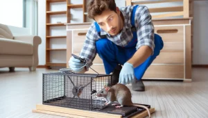 Exterminateur Rat capturer dans des trappe à rat dans la maison